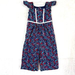 Janie and Jack Ditsy Floral Wide Leg Flutter Sleeve Romper Jumpsuit Girls 2T